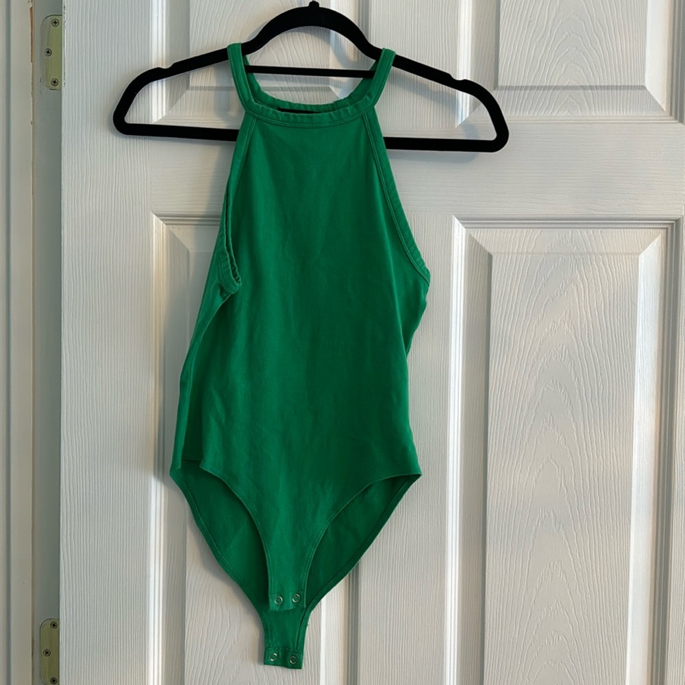 Halter green body suit